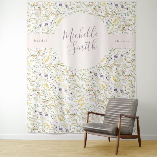 Spring Boho Wildblume Pampas Brautparty Banner Wandteppich (Beispiel)