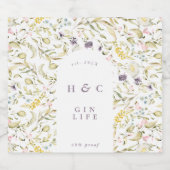 Spring Boho Wildblume Pampas Gin Alkoholflaschenetikett (Einzelnes Label)