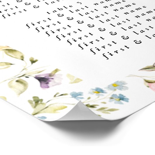 Spring Boho Wildblume Pampas Tischdiagramm Poster (Ecke)