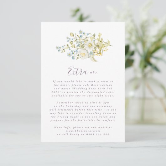 Spring Boho Wildblume Pampas Wedding Begleitkarte (Stehend Vorderseite)