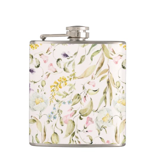 Spring Boho Wildblume Pampas Wedding Flachmann (Vorderseite)