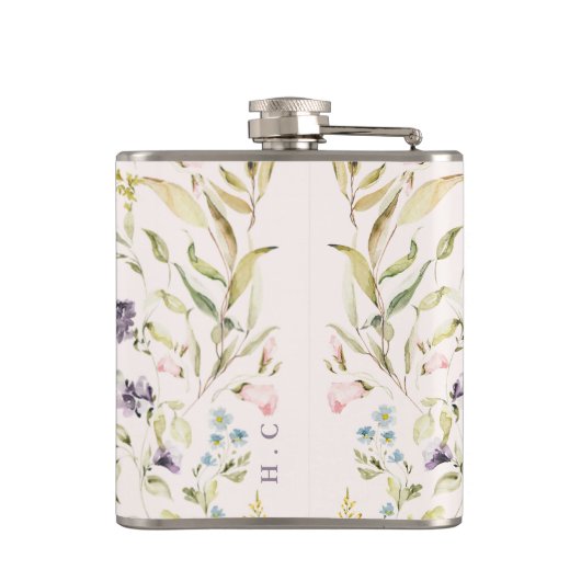 Spring Boho Wildblume Pampas Wedding Flachmann (Rückseite)