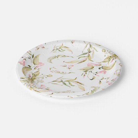 Spring Boho Wildblume Pampas Wedding Pappteller (Schrägansicht)