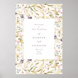 Spring Boho Wildblume Pampas Wedding Poster