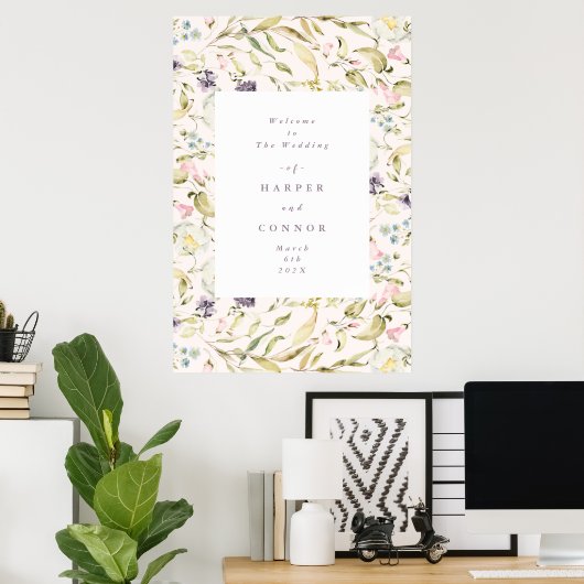 Spring Boho Wildblume Pampas Wedding Poster (Heimbüro)