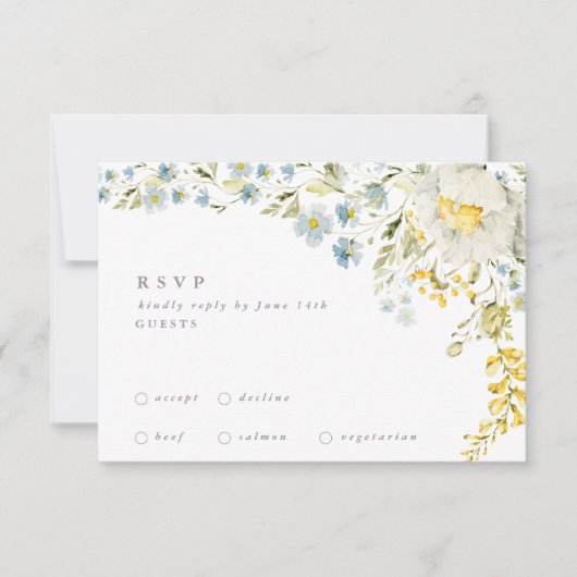 Spring Boho Wildblume Pampas Wedding RSVP Karte (Vorderseite)