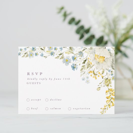 Spring Boho Wildblume Pampas Wedding RSVP Karte (Stehend Vorderseite)