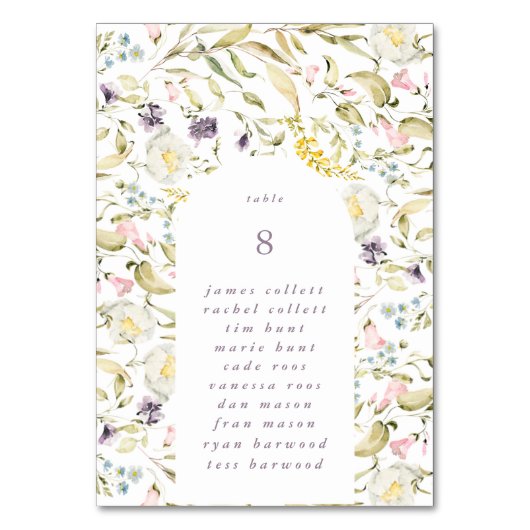 Spring Boho Wildblume Pampas Wedding Tischnummer (Rückseite)
