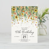 Spring Boho Wildblumen 40. Geburtstag Einladung (Stehend Vorderseite)