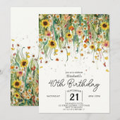 Spring Boho Wildblumen 40. Geburtstag Einladung (Vorne/Hinten)