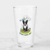 Spring Boston Terrier (schwarzer Niedlicher Hund) Glas (Rückseite)