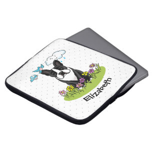 Spring Boston Terrier (schwarzer Niedlicher Hund) Laptopschutzhülle