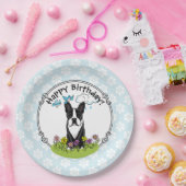 Spring Boston Terrier (schwarzer Niedlicher Hund) Pappteller (Party)