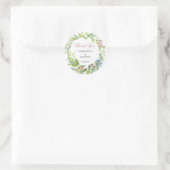 Spring Botanical Blush Pink Wedding Danke Runder Aufkleber (Tasche)
