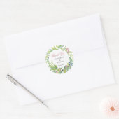 Spring Botanical Blush Pink Wedding Danke Runder Aufkleber (Umschlag)