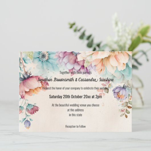 SPRING BOTANISCHES FLÜGEL EINLADUNG (Stehend Vorderseite)