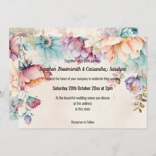 SPRING BOTANISCHES FLÜGEL EINLADUNG (Vorne/Hinten)