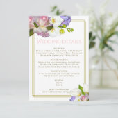 Spring Bouquet Blume Gold und Rosa Hochzeit Begleitkarte (Stehend Vorderseite)