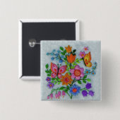 Spring Bouquet Blume Schmetterlinge Button (Vorne & Hinten)