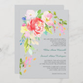 Spring Bouquet Border Formal Wedding Einladung (Vorne/Hinten)