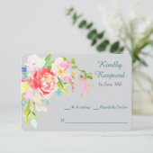 Spring Bouquet Border Wedding RSVP Karte (Stehend Vorderseite)
