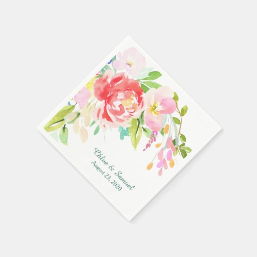 Spring Bouquet Border Wedding Serviette (Ecke)