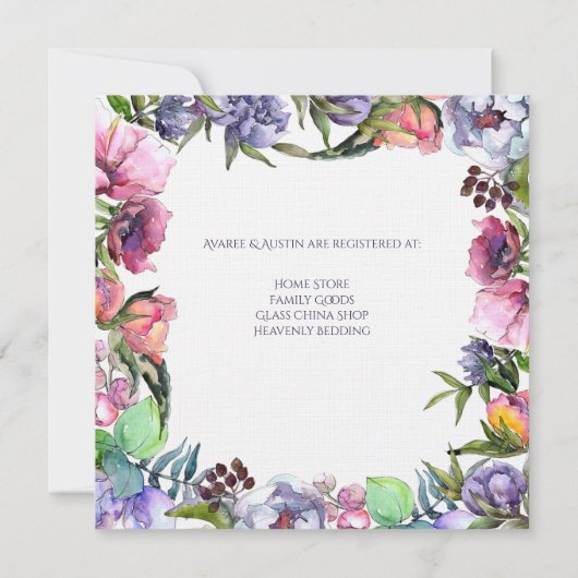 Spring Bouquet Brautparty Einladung (Rückseite)