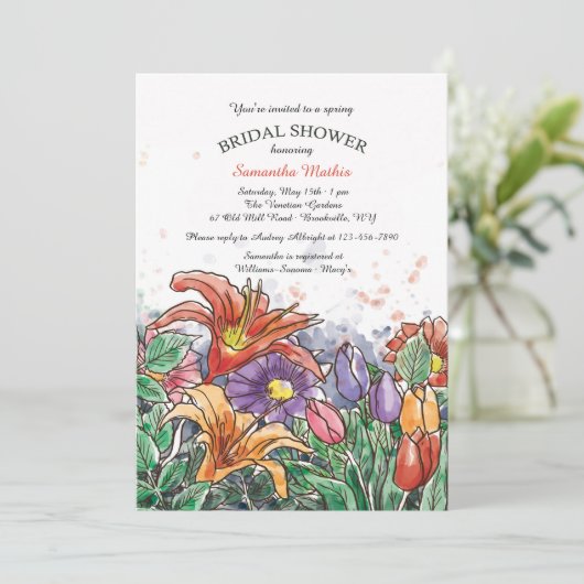 Spring Bouquet Einladung (Stehend Vorderseite)