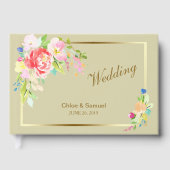 Spring Bouquet Gold Frame Wedding Gästebuch (Vorderseite)