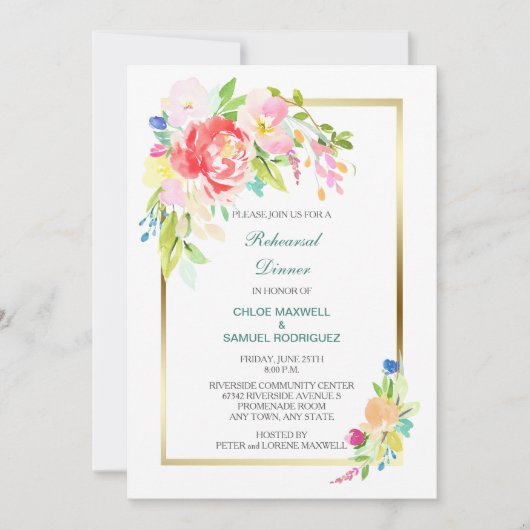 Spring Bouquet Hochzeit Probe Dinner Einladung (Vorderseite)