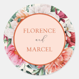 Spring Bouquet in Peach and Ivory Wedding Sticker