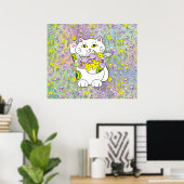 Spring Bouquet Maneki Neko (Lucky Cat) Poster (Heimbüro)
