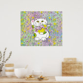 Spring Bouquet Maneki Neko (Lucky Cat) Poster (Küche)
