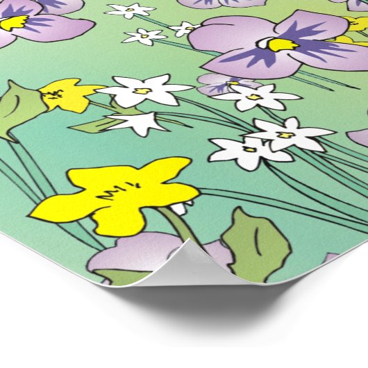 Spring Bouquet Maneki Neko (Lucky Cat) Poster (Ecke)