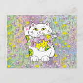 Spring Bouquet Maneki Neko (Lucky Cat) Postkarte (Vorderseite)