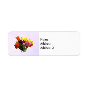 Spring Bouquet mit Tulips und Daffodien Label