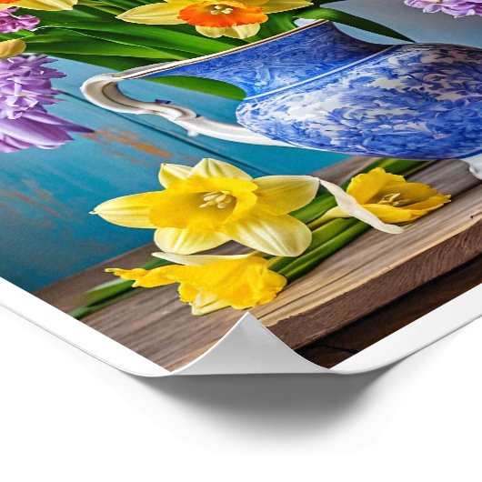 Spring Bouquet of Daffodils Hyacinths Poster (Ecke)