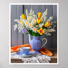 Spring Bouquet of Daffodils Tulips Lilly of Valley Poster