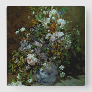 Spring Bouquet Quadratische Wanduhr