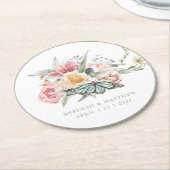 Spring Bouquet | Tulip und Butterfly Wasserfarbe Runder Pappuntersetzer (Angewinkelt)