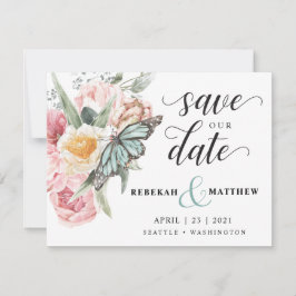 Spring Bouquet | Tulip und Butterfly Wasserfarbe Save The Date