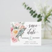 Spring Bouquet | Tulip und Butterfly Wasserfarbe Save The Date (Stehend Vorderseite)