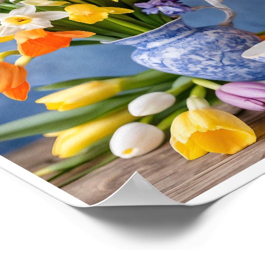 Spring Bouquet Tulips Teacup Poster (Ecke)