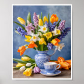 Spring Bouquet Tulips Teacup Poster (Vorne)