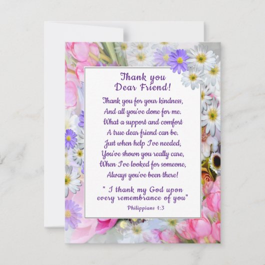 Spring Bouquet Vielen Dank Christlich Friend Card Karte (Vorderseite)