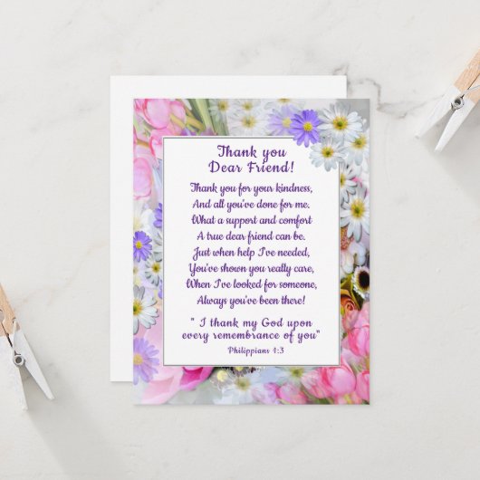 Spring Bouquet Vielen Dank Christlich Friend Card Karte (Vorderseite/Rückseite Beispiel)