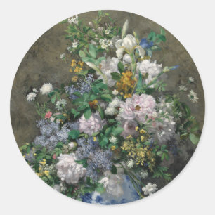 Spring Bouquet von Auguste Renoir Runder Aufkleber
