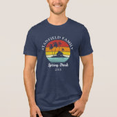 Spring Break Beach Hut Palmen Bäume Matching Famil Tri-Blend Shirt (Vorderseite)
