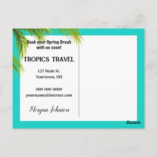 Spring Break Beach Postkarte (Rückseite)