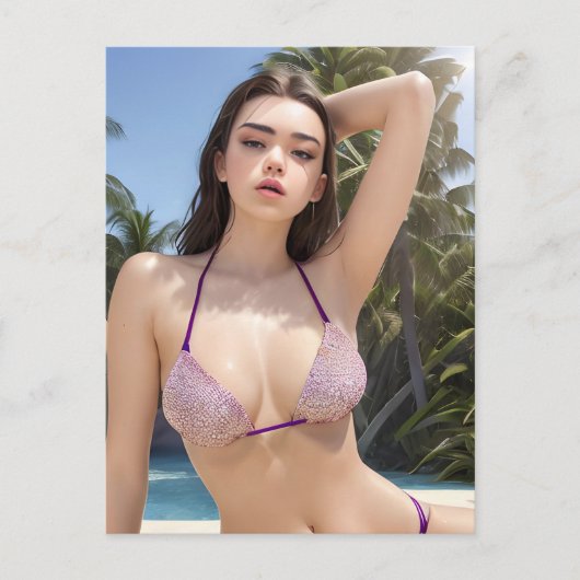 Spring Break Bikini Modell Postkarte (Vorderseite)